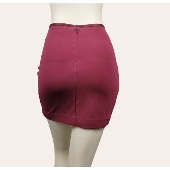 Aritzia Talula Ruched Mini Skirt High Waisted Cordovan Maroon Lined - Picture 6 of 8